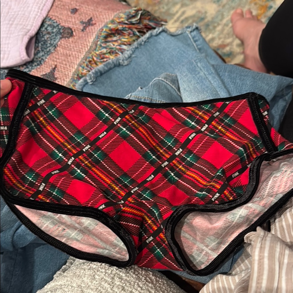 PINK Victoria's Secret Festive Plaid Bikini Bottoms